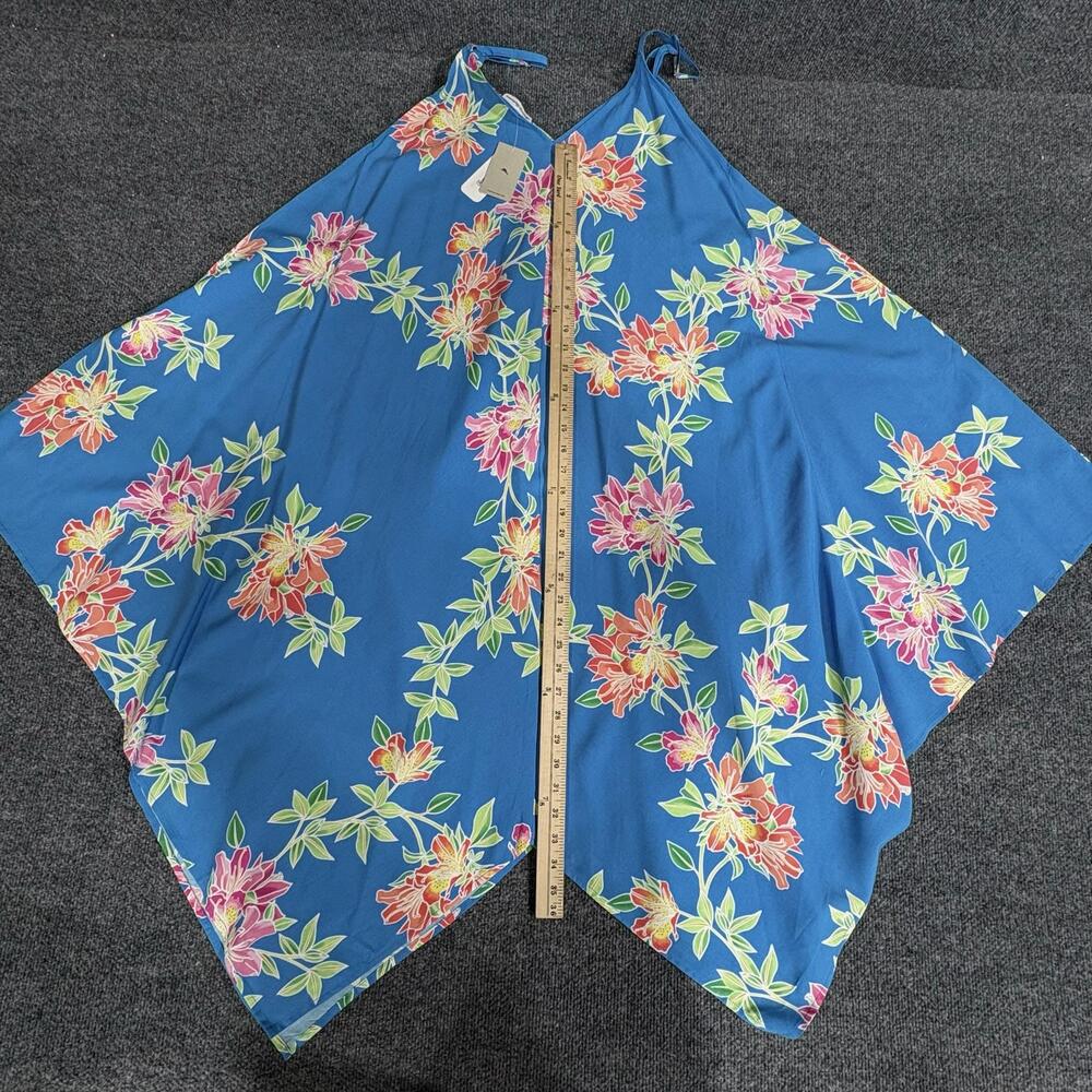 Tommy Bahama Dress Womens S/M Blue Sun Lilies Scarf Maxi V Neck Asym Hem Floral - Picture 10 of 11